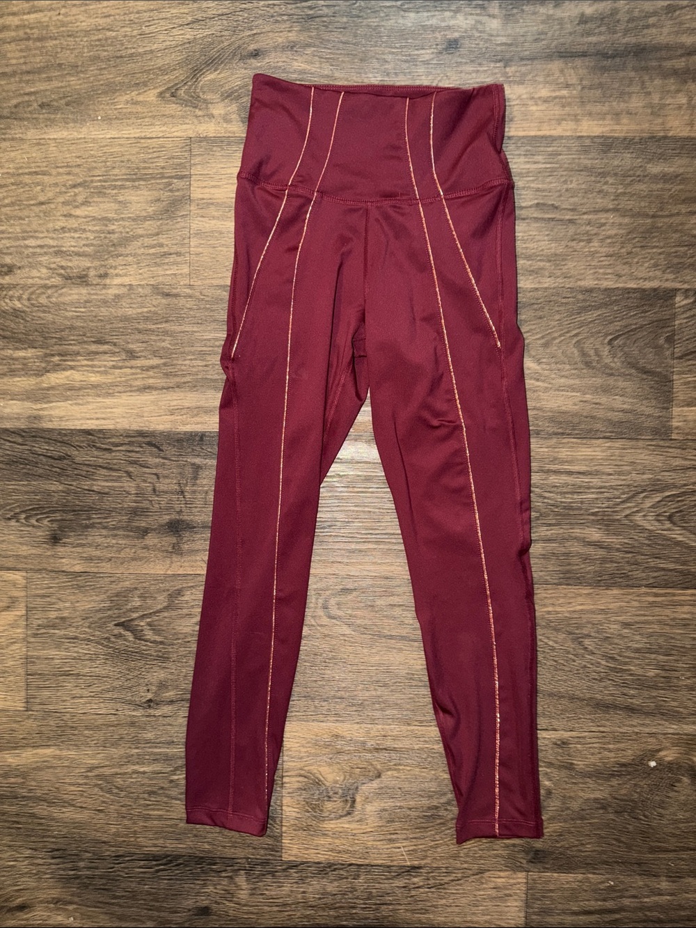 Nike Yoga Dri-FIT Lurex Tape 25” High-Waisted Leggings in burgundy Women’s Small